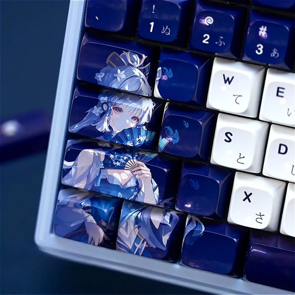 

131-key XDA height 5-sided heat-sublimation anime keycaps blue mechanical keyboard keycaps for MX switches
