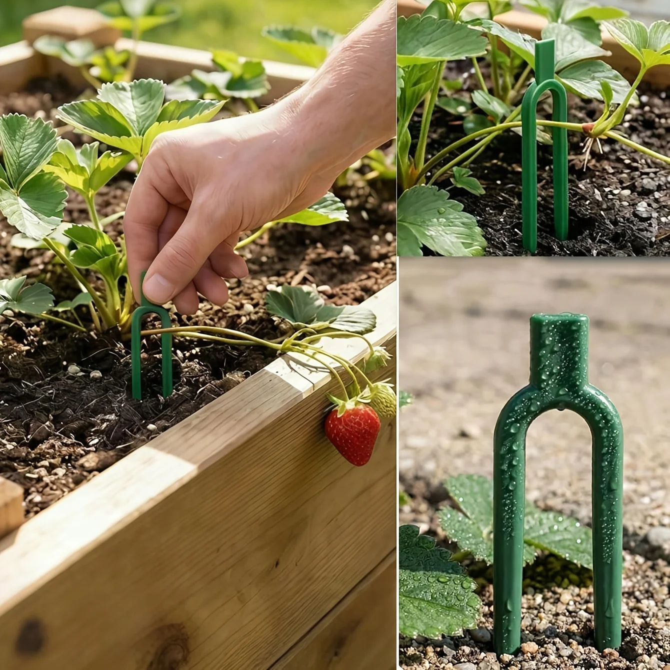 30/20/5pcs Plastic U-Shaped Garden Stakes Vine Fixers Plant Support Clips for Strawberry Vines Plant  Rooting Reusable view 4