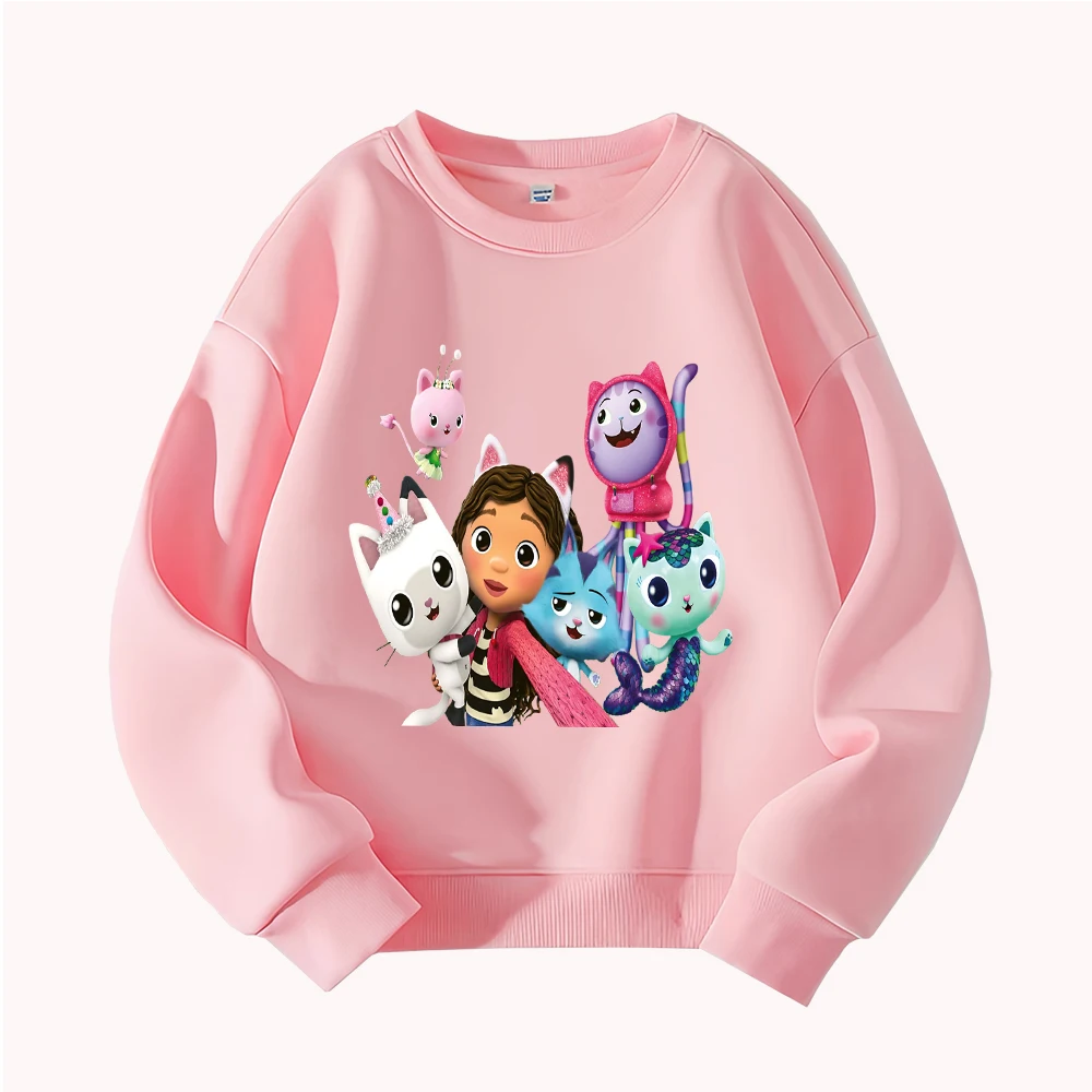 

Cute Cartoon Cat Printed Kids Crew Neck Sweatshirt for Christmas, Soft and Comfortable Winter Outfit for Children
