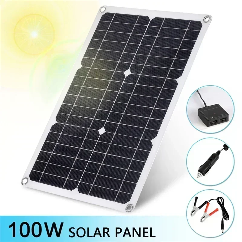 BMAD Professional Off-Grid Solar Panel Kit, Single/Dual USB Port, Monocrystalline Module, 30A Solar Charge Controller, 100W, 12V