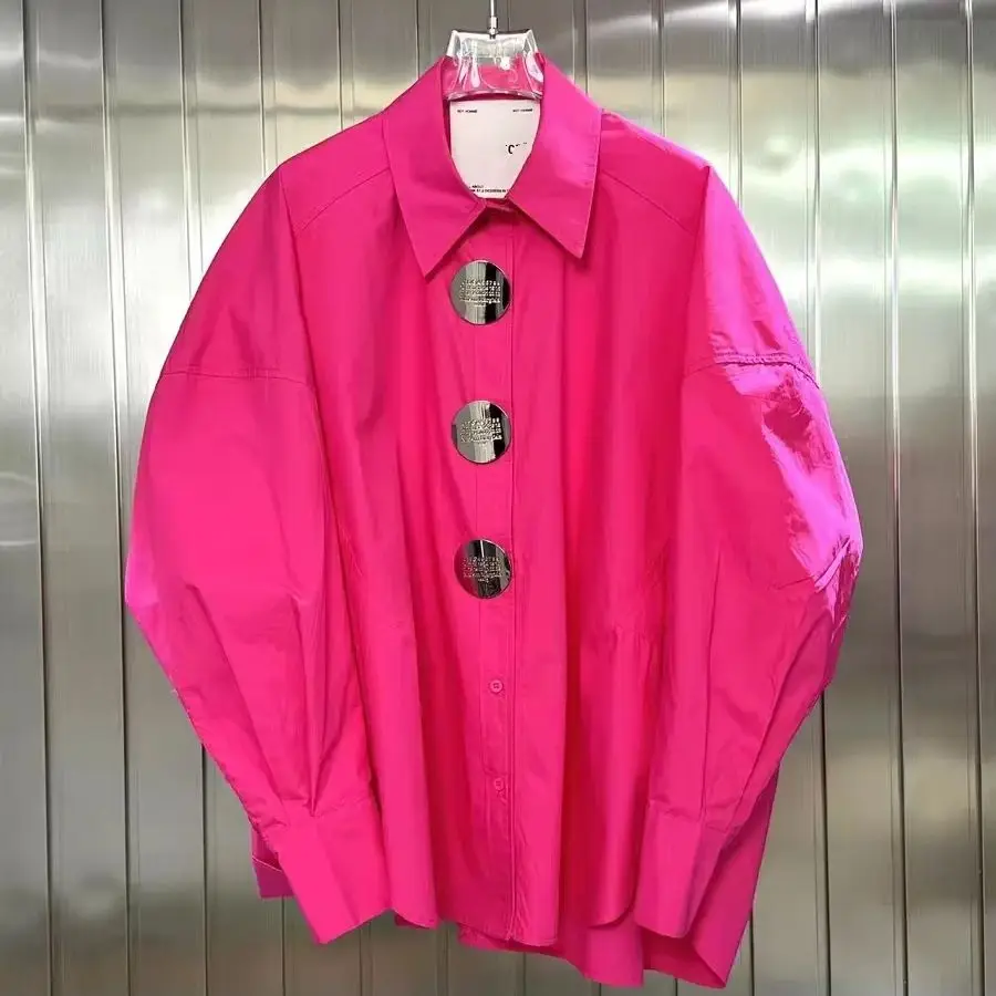 New In 2025 Autumn Loose Casual Oversized Cotton Shirts Blouses For Women Sequined Stitch Single Breasted Shirt Top Blusas