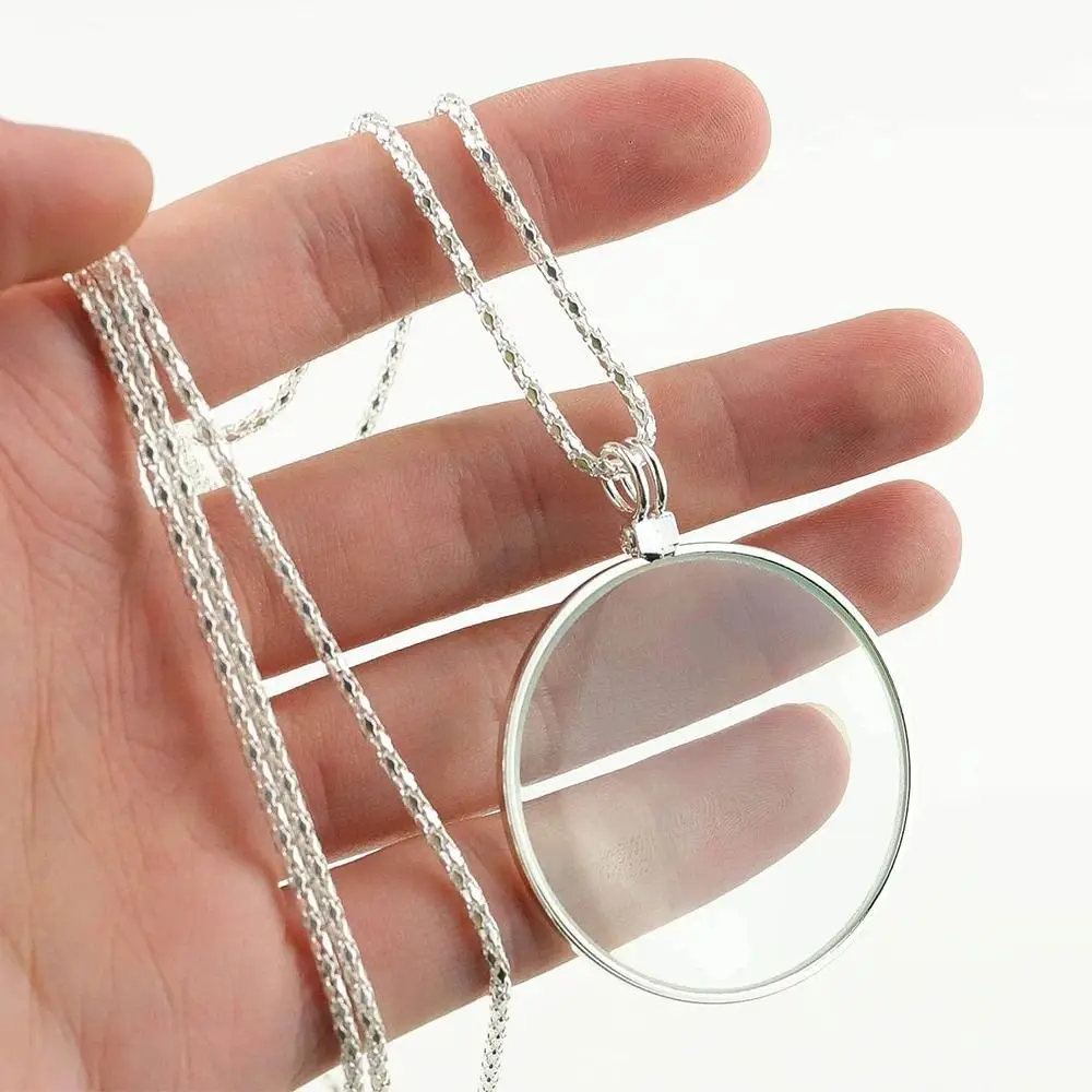 Portable Reading Necklace Magnifier Durable Mini 5X Magnifying Glass High Definition Gold/Silver Clavicle Chain Women