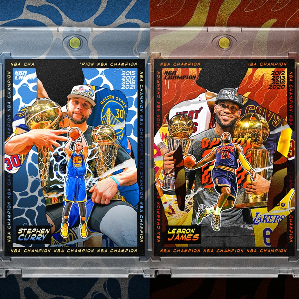 

Коллекционные карточки премиум-класса LeBron James Stephen Curry в плитке, лучший подарок для любителей воинов и лазер, памятное обеспечение на заказ спортивной карты