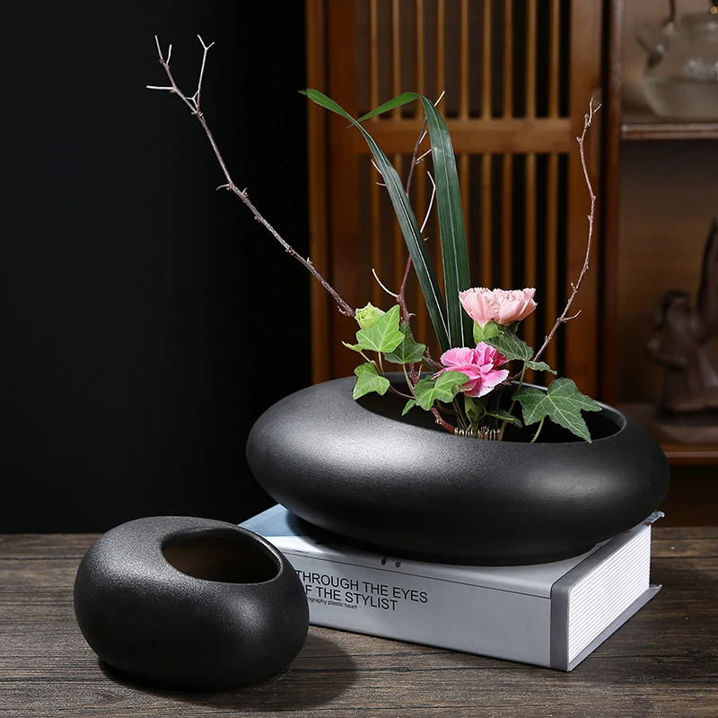 Chinese Style Flower Arrangement Ware Ceramic Flowerpot Vase Bonsai Floral Accessories Jianshan Home Decoration