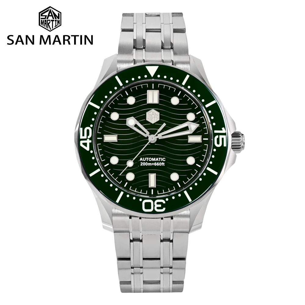 San Martin 42mm Stainless Steel Men Luxury Diver Watch YN55 Automatic Mechanical Sapphire BGW9 Full Luminous 20Bar Waterproof