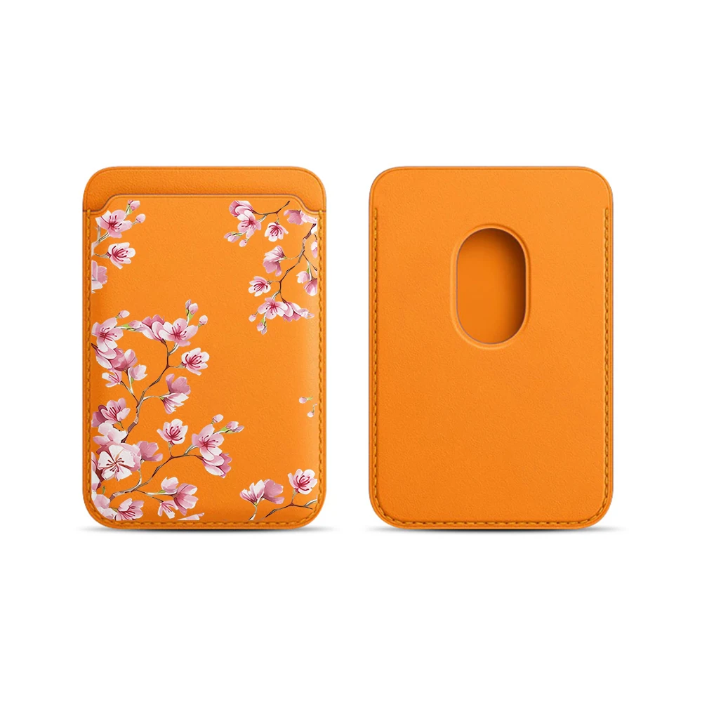 Kirschblüten-Leder-Kartenetui Handy-Kartenhalter Magnetische Hülle Geeignet für alle iPhone Magsafe-Karten-Handy-Rückseiten-Taschen – Detail 10