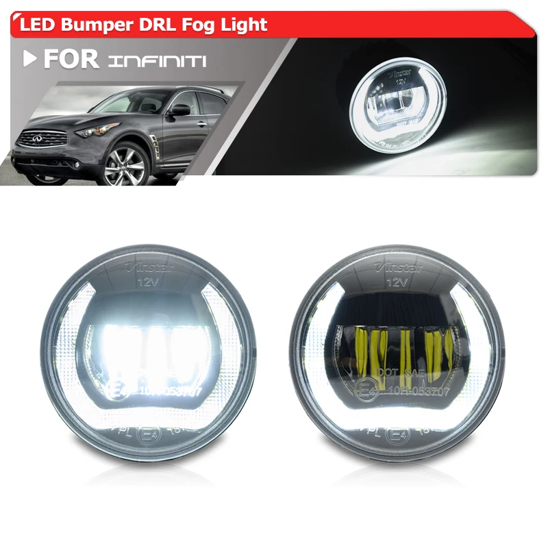 Led DRL Halo Driving Fog Light Upgraded Assy Kit For Infiniti FX35 FX45 FX50 QX70 M37 EX For Nissan Versa Note Pathfiner Altima