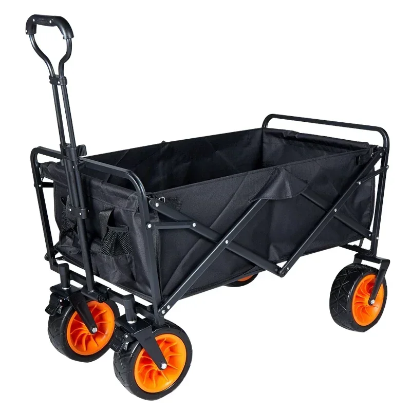 

Portable 4 Wheels Storage Basket Garden Beach Trolley Folding Camping Wagon Shopping Trolleys