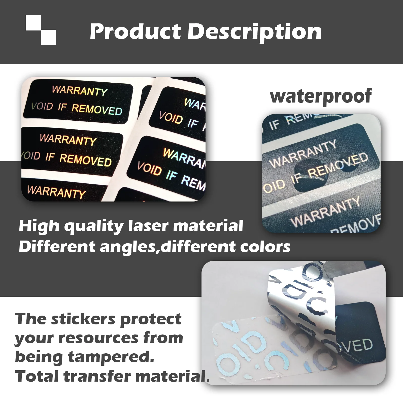 2.5x1 سنتيمتر ملصق أسود مقاوم للعبث ، ضمان الهولوغرام ملصق أمان الختم الفراغ ملصق إجمالي نقل العبث ملصقات واضحة #6