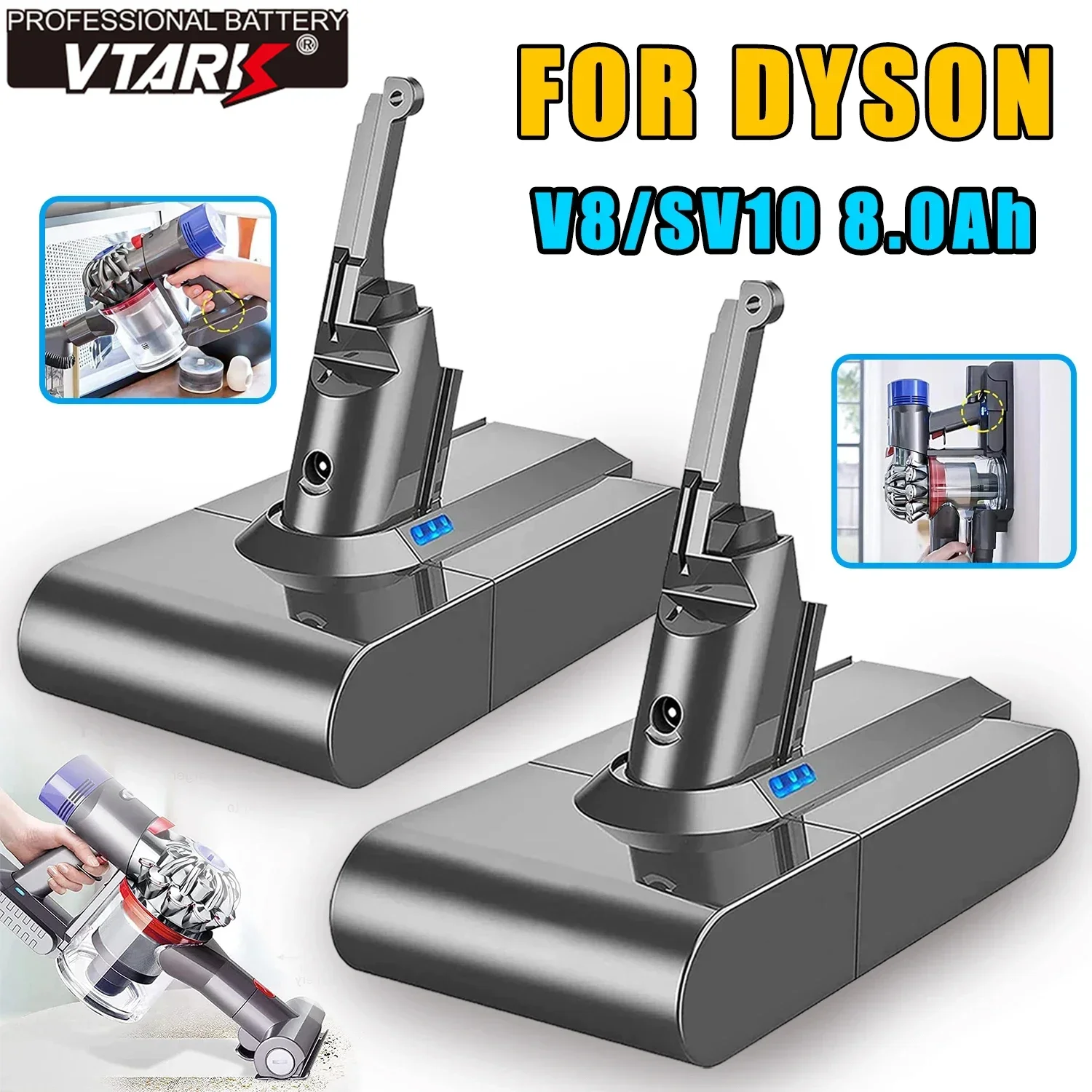 

For Dyson V8 21.6V 12.8Ah Battery replacement Absolute V8 Animal Li-ion SV10 Vacuum Cleaner series Rechargeable batteries