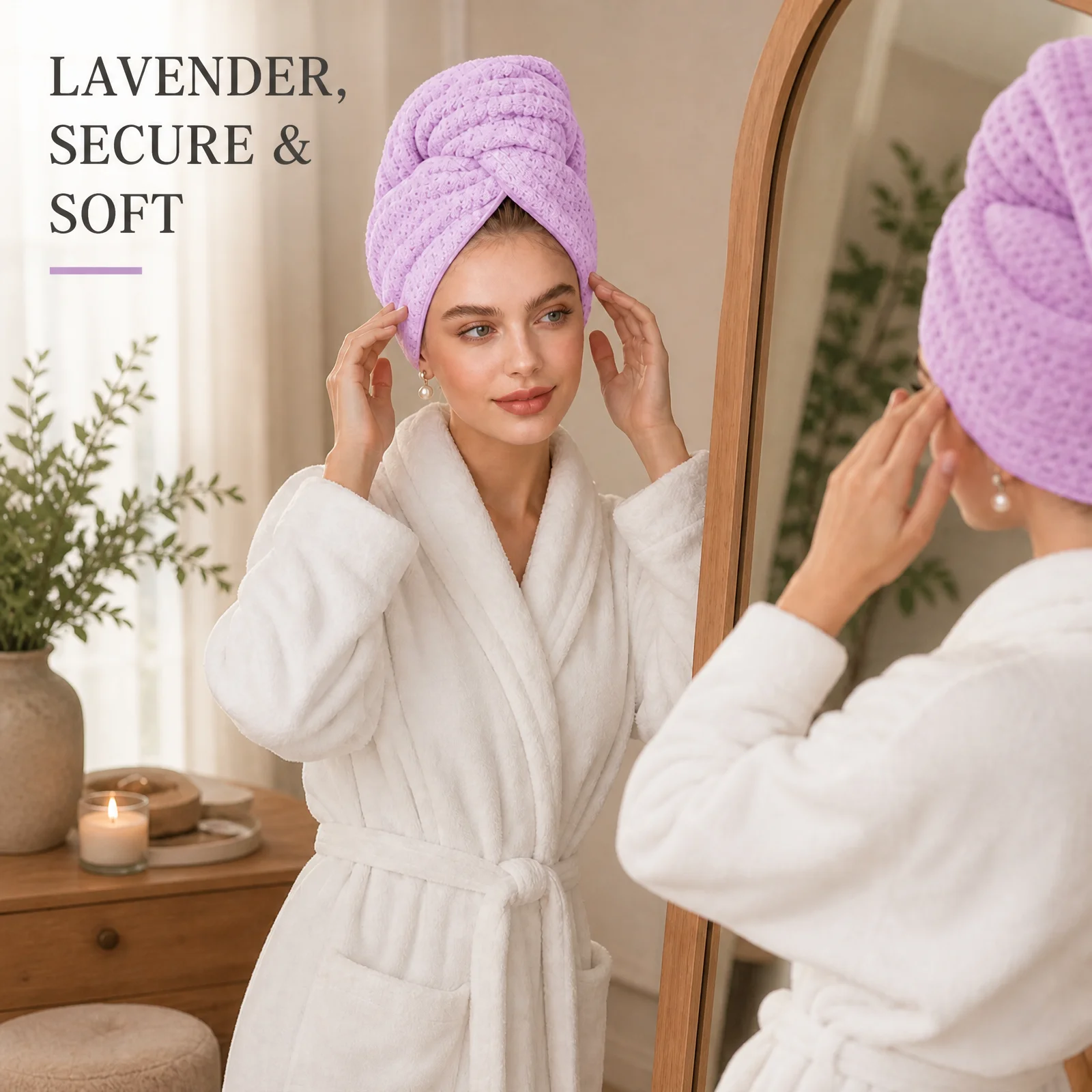 1/5 Pcs Microfiber Hair Drying Towel Wrap Super Absorbent Quick Dry Turban Elastic Strap for Long Thick Curly Hair Women Spa