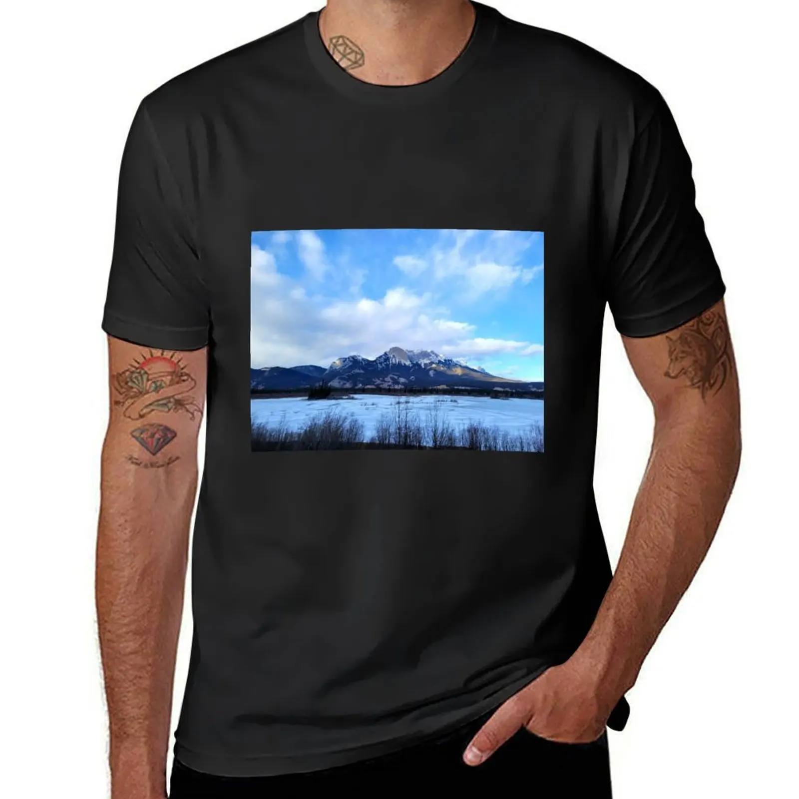 Canadian Rockies (A small bit) T-Shirt summer top boys whites black t shirts for men