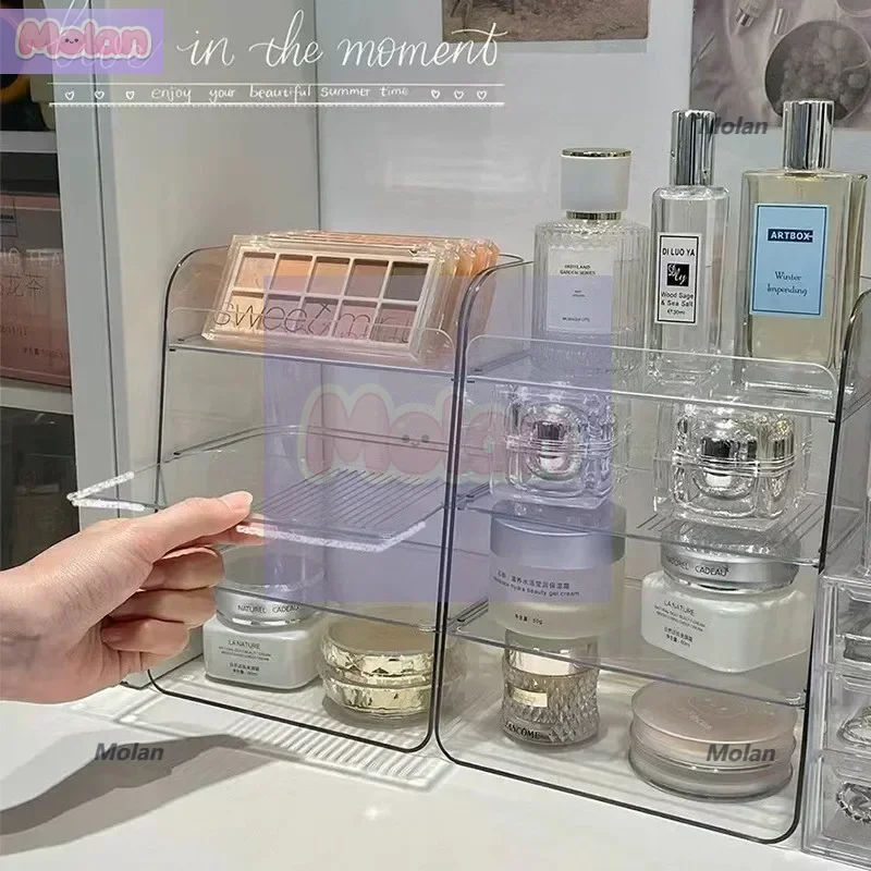

MOMO Bathroom Desktop Cosmetic Shelf Light Luxury Multi-layer Organizer Bedroom Dressing Table Storage Organizer Shelf
