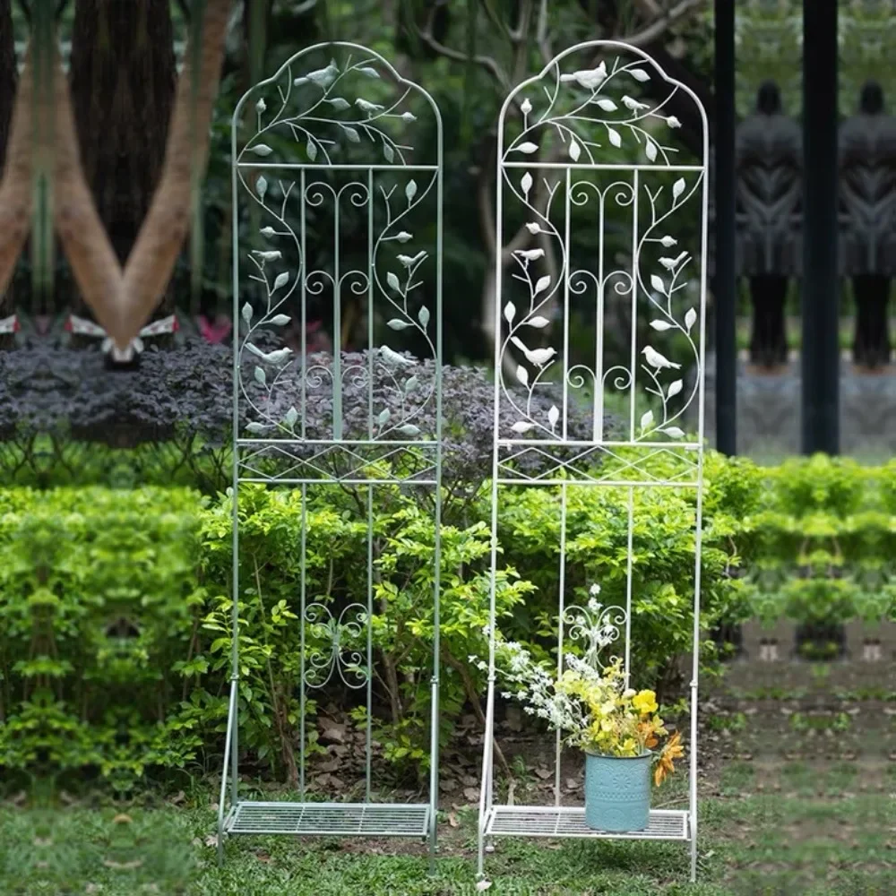 Wrought iron new climbing vine flower stand with base Simple modern plant climbing rack outdoor garden courtyard