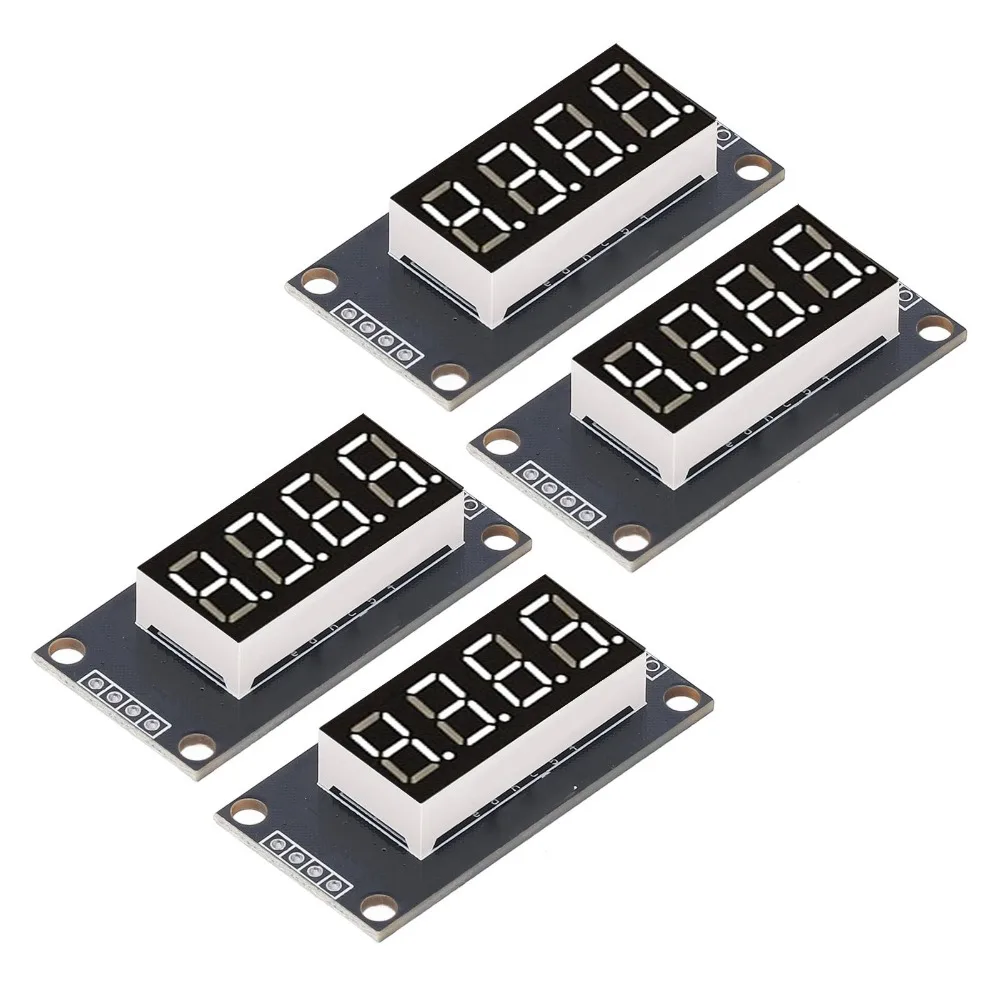 4 Set 0.36 Inch Digital Tube Display Module TM1637 Drive Chip 4 Digit 7 Segment LED Segment Display Red/Green/White/Yellow/Blue