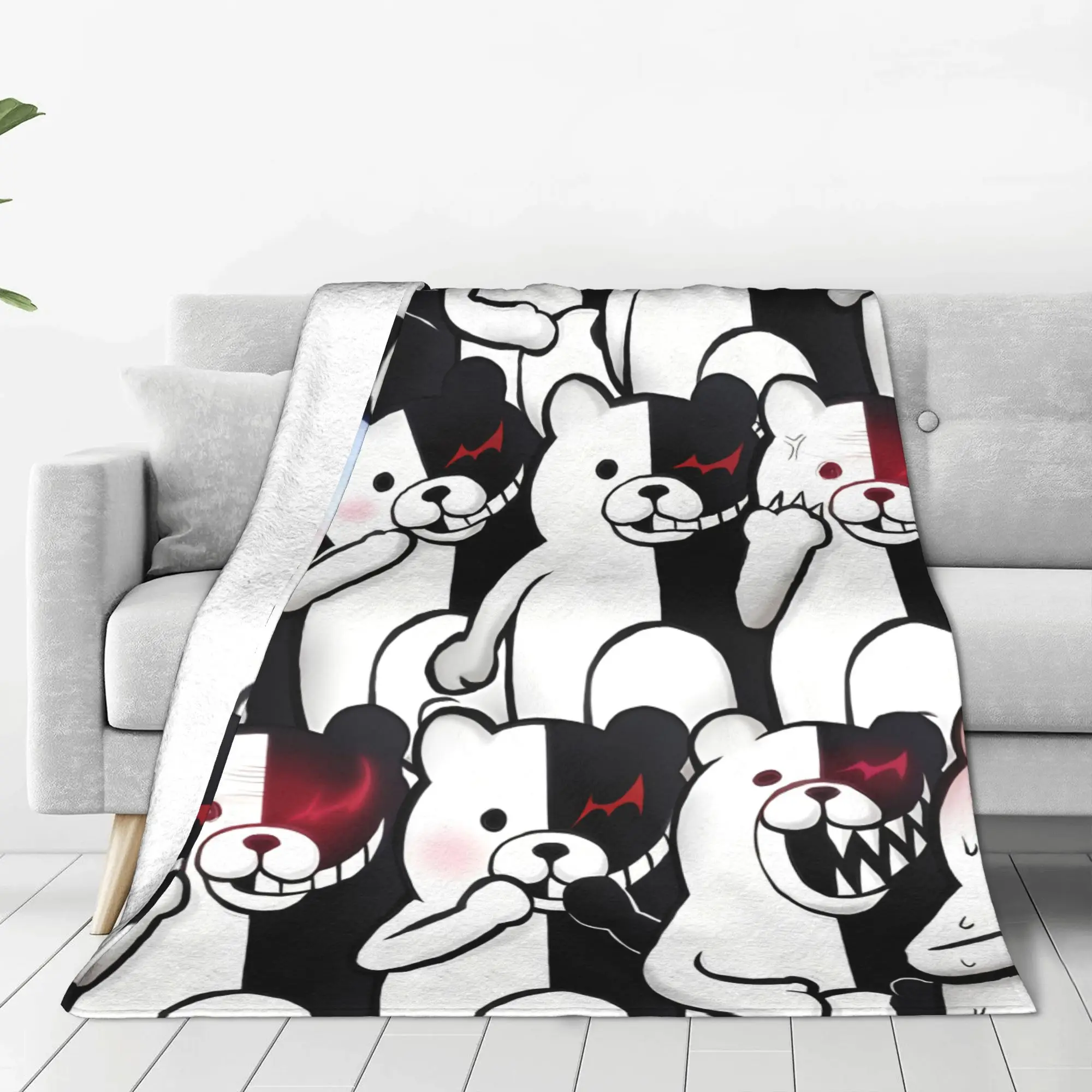 1PC Home Cute Room Decor Monokuma Blanket Throw Blanket Danganronpa Novelty Warm Blanket All Season