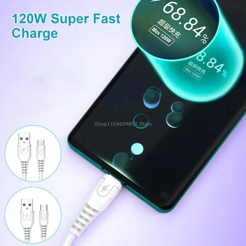 6A Output 120W Super Fast Charging Data Cable for USB 5Pin Type C Phones Tablets