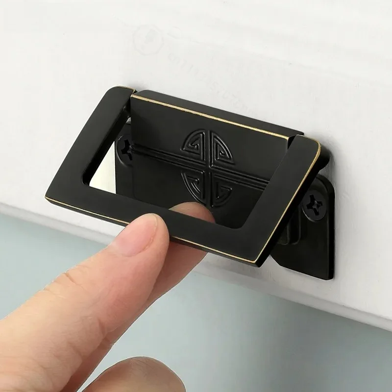 New Chinese Brass Retro Cabinet Wardrobe Door Invisible Dark Handle Simple Drawer Paperback Flip Hidden Handle