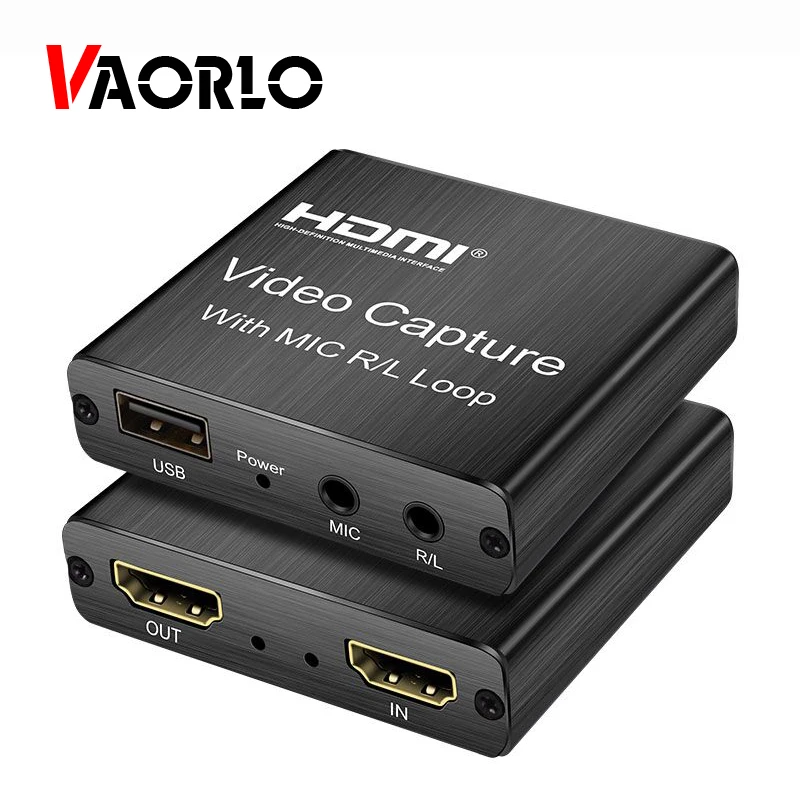 VAORLO HD 4K Mini Video Capture Card 1080P USB 2.0 Video Capture Board Game Record For Live Streaming Video Recording