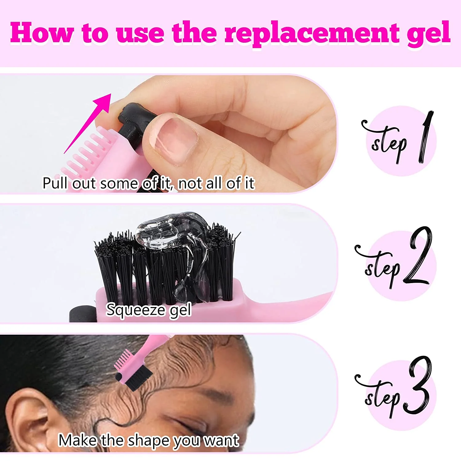 WODEMATE Baby Hair Edges Brush for Black Women Long Lasting Edges Gel with Brush Long Lasting No Residue Hair Gel for Baby Hair