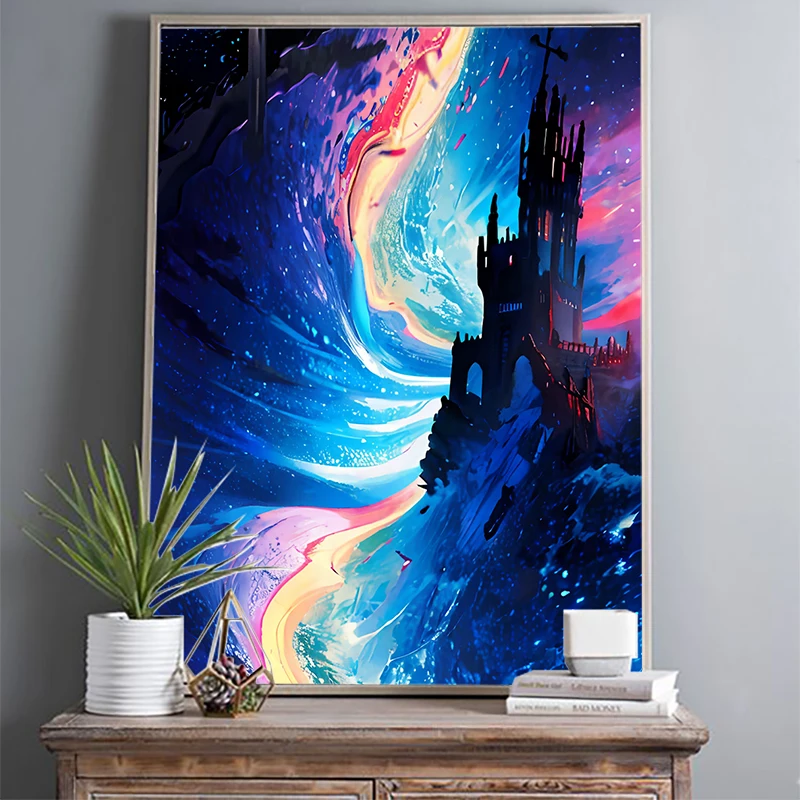 Landscape 5D Diamond Painting Colorful Sci-fi Castle Diamond Painting Inlaid Full Diamond Embroidery Painting Home Decoration