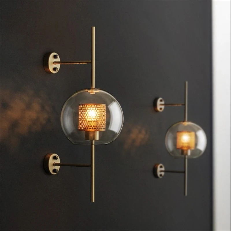 

Industrial Wind Grid Wall Lamp American Living Room Simple Creative Bedroom Lamps Restaurant Study Loft Retro Glass Wall Lights