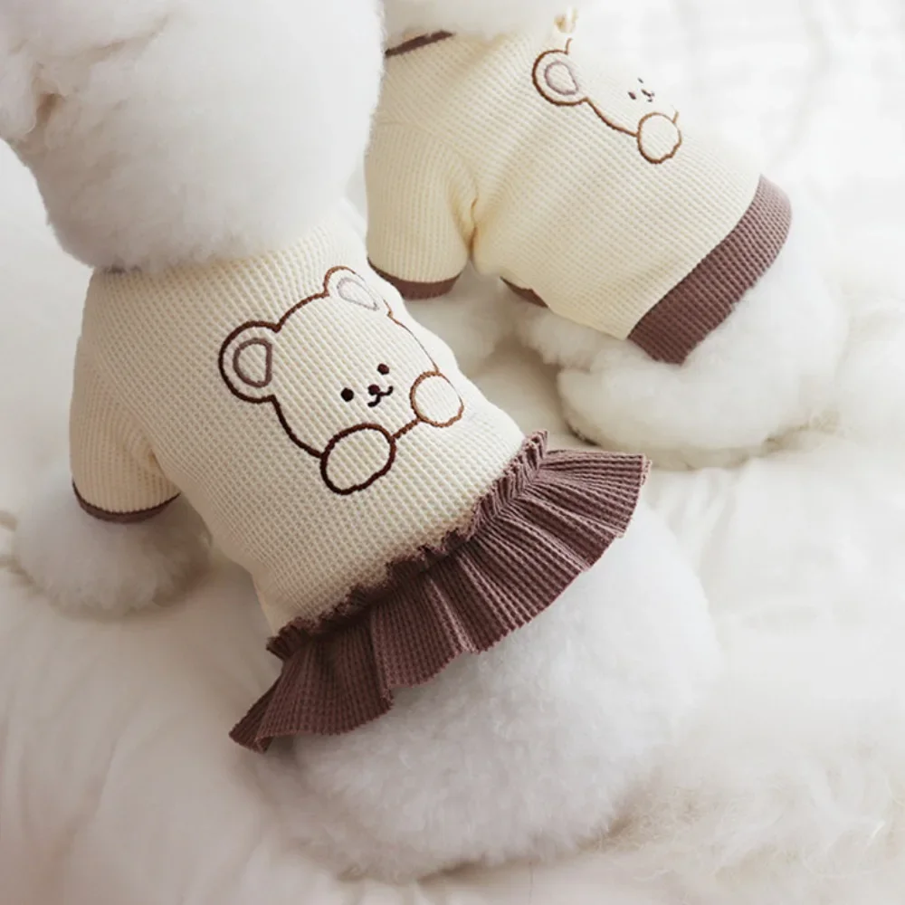 لطيف زوجين الكلب الملابس فساتين الحيوانات الأليفة قميص الهراء القط الكلب قميص جرو الحيوانات الأليفة تنورة الملابس للكلاب بيرو القطط تشيهواهوا يوركي #2