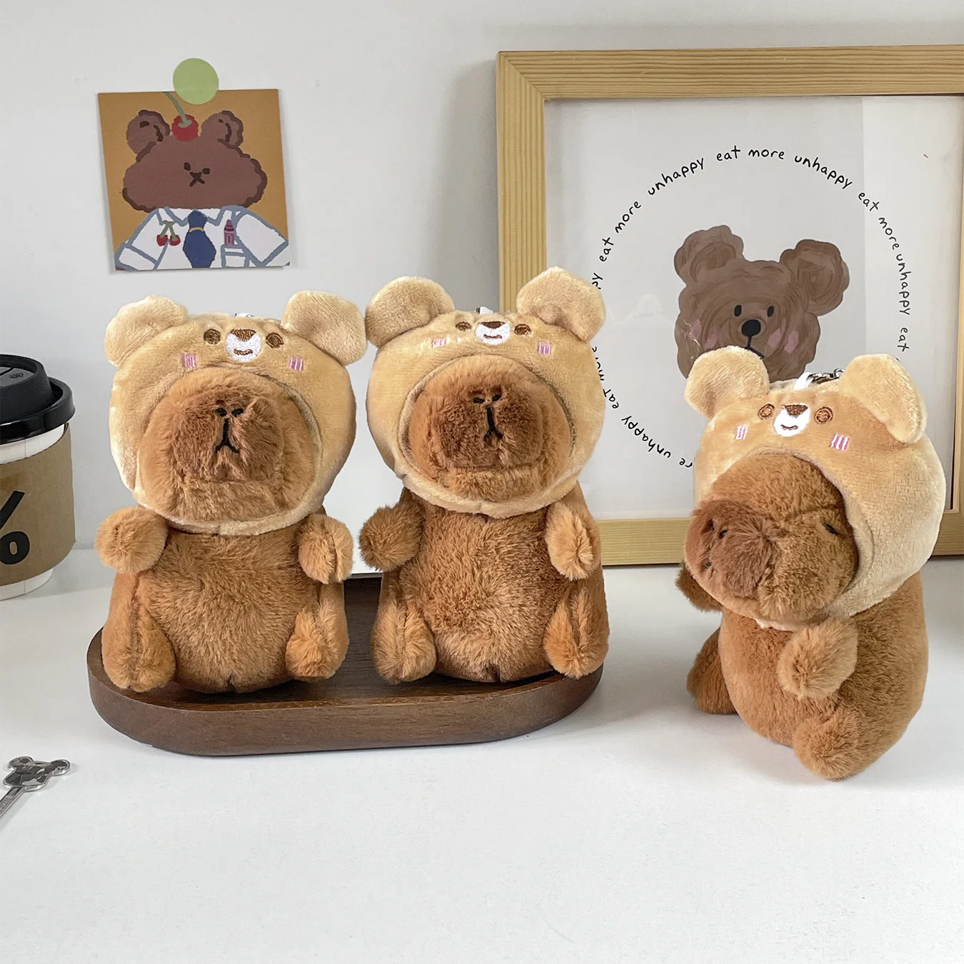 10pcs kawaii capybara plush pendant, cute three-dimensional capibala doll, school bag accessories, children's toys, couple gifts