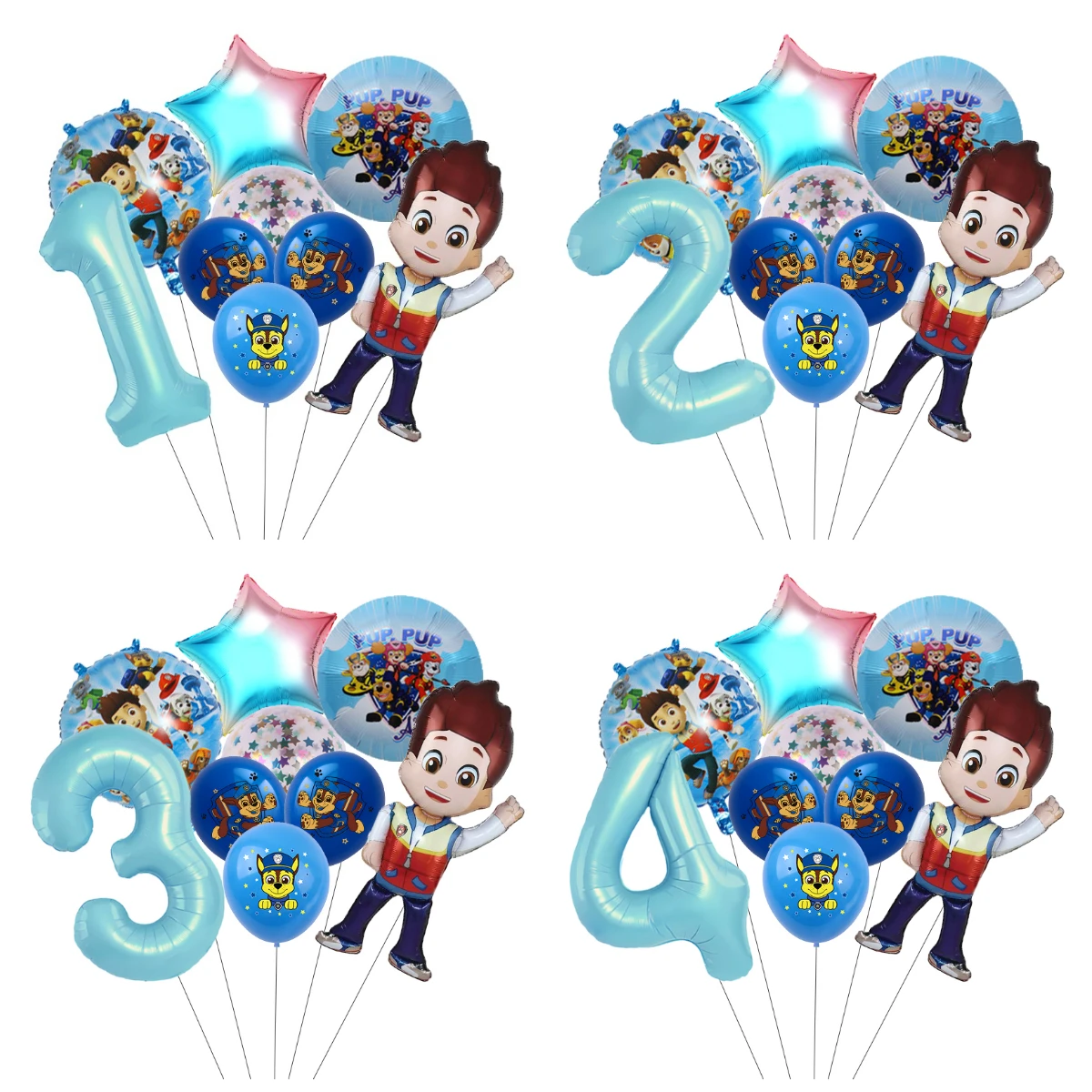 9pcs Cartoon Paw Patrol Themed Party Decoration Supplies Rescue Dog Aluminum Foil Balloon Birthday Gift