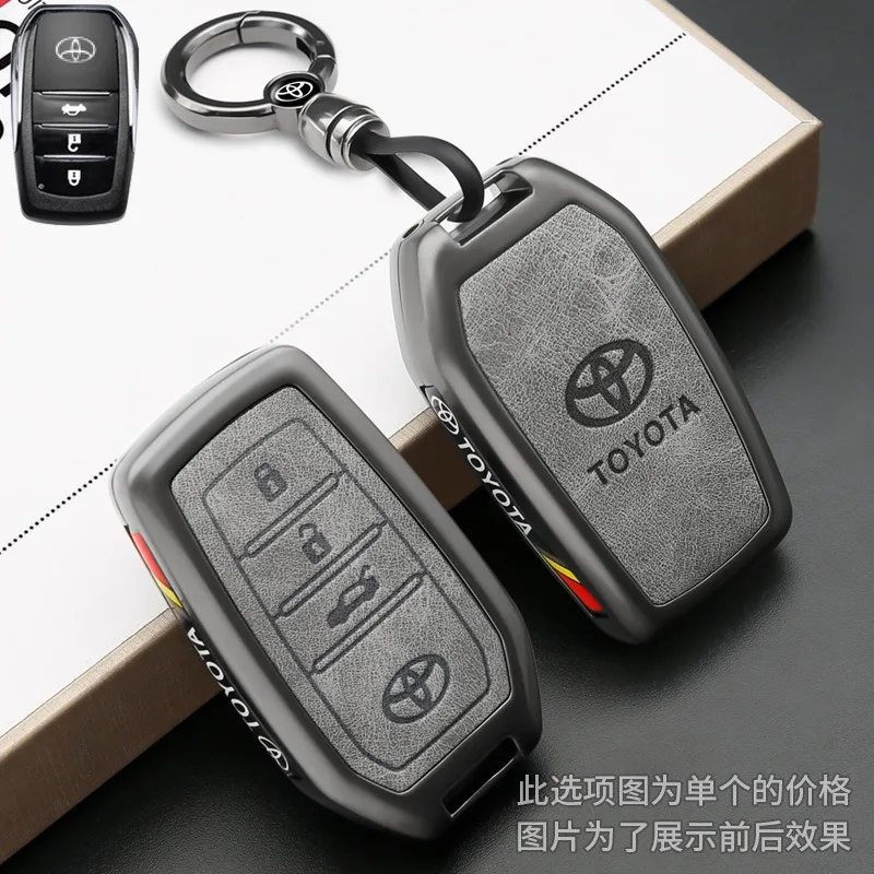 حافظة مفاتيح السيارة الجلدية على طراز السباق لسيارة Toyota C-HR Prius RAV 4 كامري كورولا لاند كروزر 200 برادو كراون TLK 200 يارس
