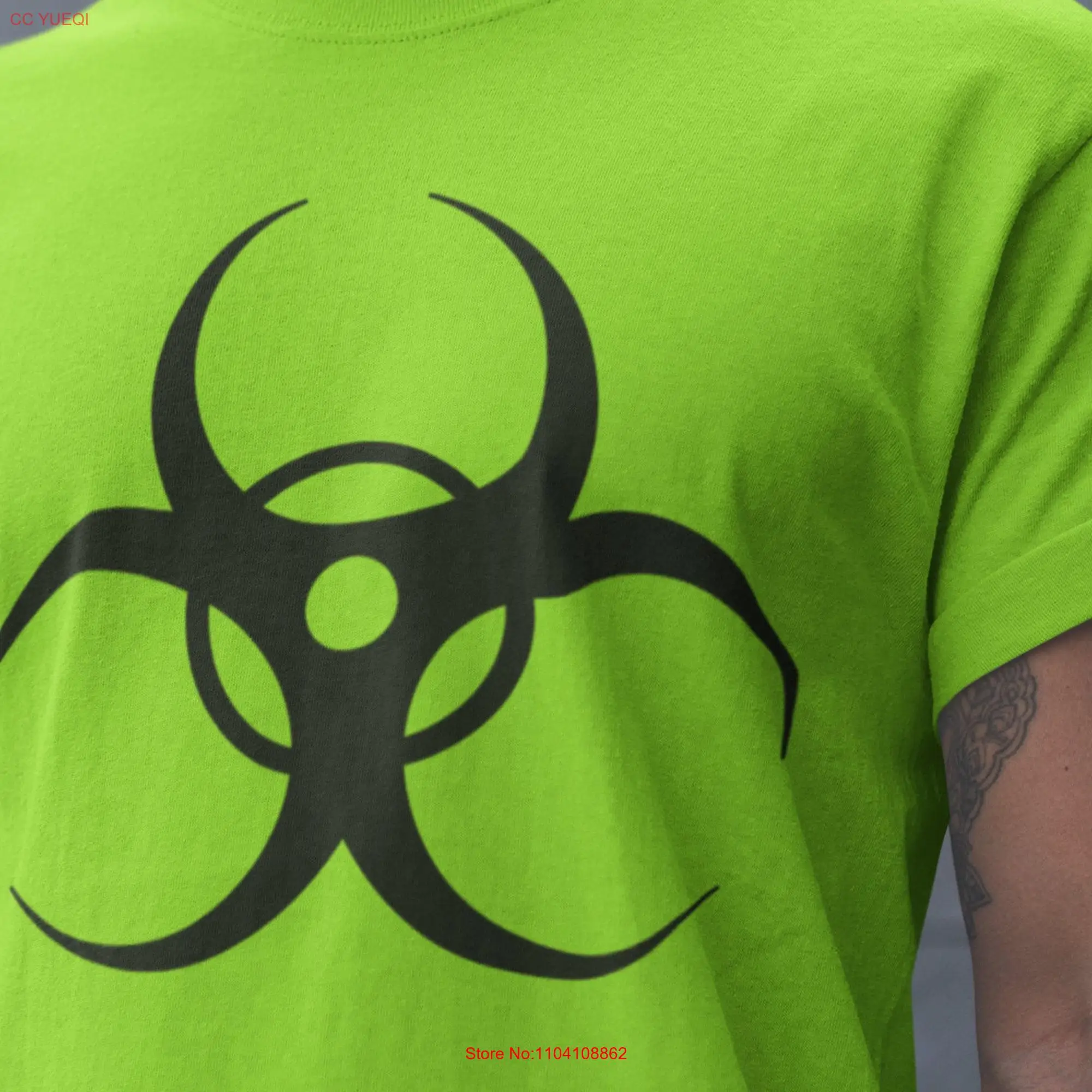 Biohazard T Shirt Symbol Lime Green Biological Danger Zombie Post Apocalyptic Logo long or short sleeves