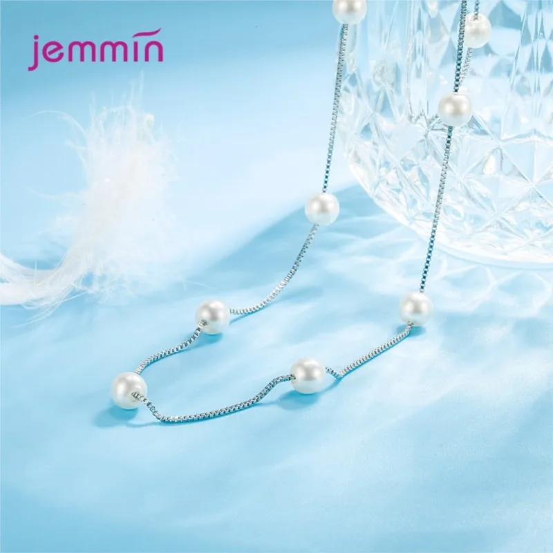 

New Arrival Real Genuine 925 Sterling Silver Pearls Charm Necklace For Women Girls Wedding Engagement 925 Fine Jewelry