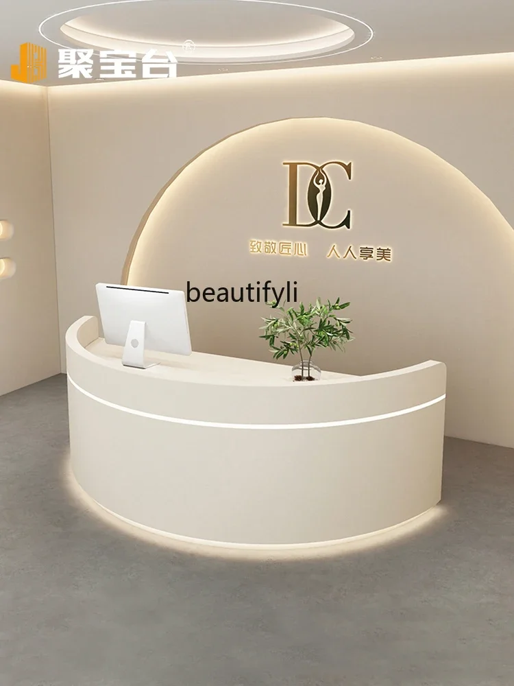 Curved beauty salon Bar Salon checkout page Company reception desk Nail salon