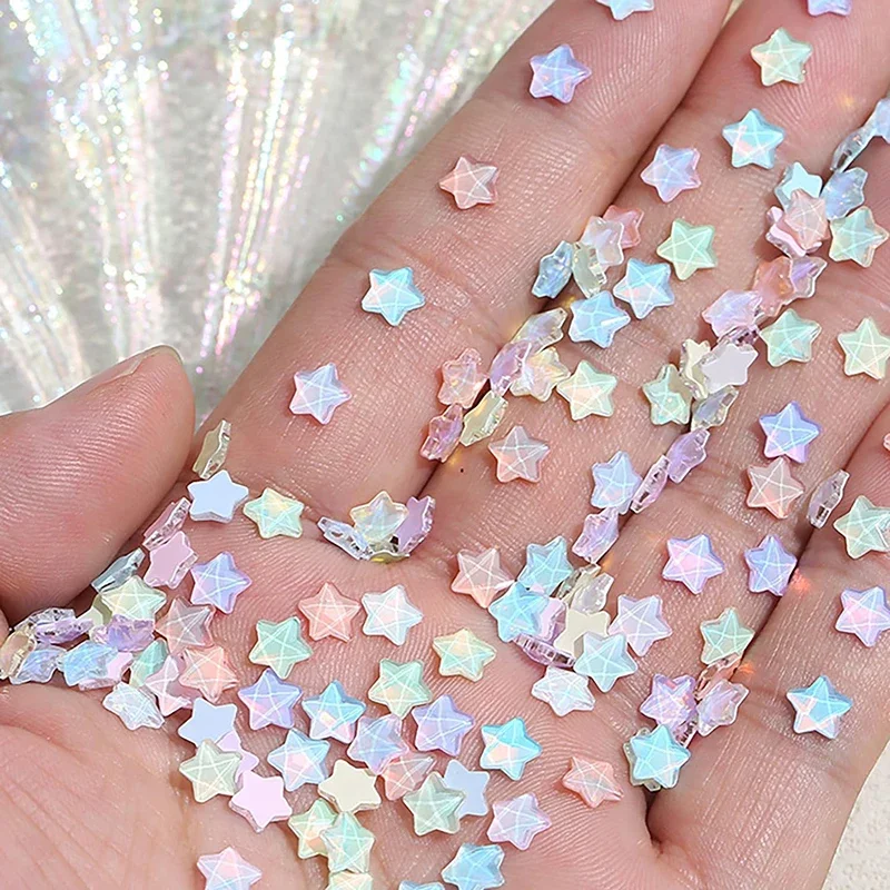 30Pcs Mixed Multi-Colors Glass Star DIY Crafts Accessories 6mm Flatback Mini Rhinestones For Nail Art  Accessories Manicure