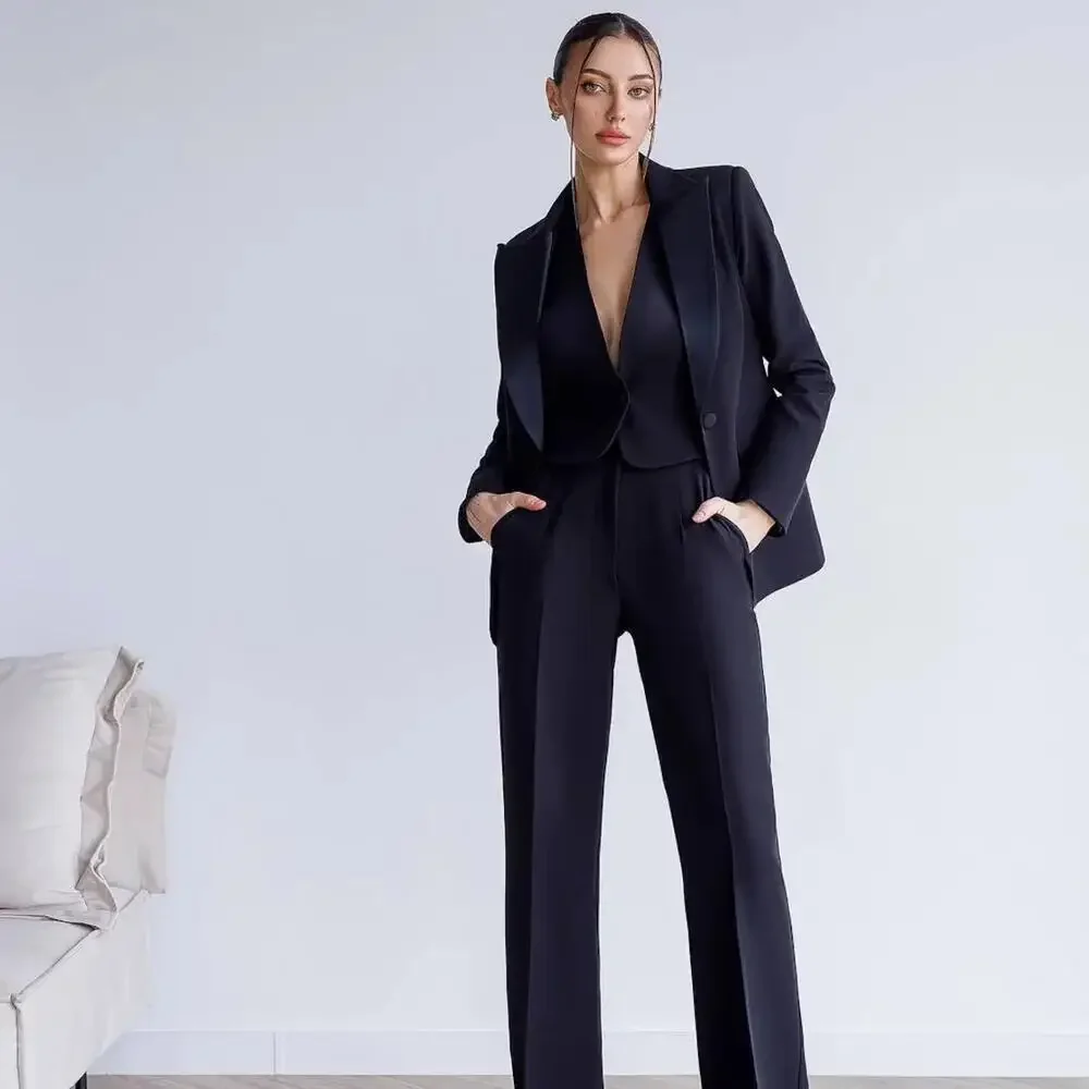 Business Casual Women Outfits Casual Women Set Formal Pants Women Suits Sets 2023 Women's Three-piece Suit Slim Single-breasted