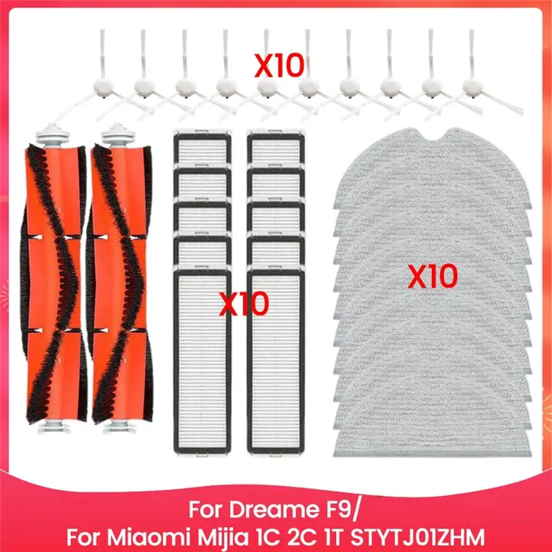 

Запасные части ABBK для Dreame F9 Mijia 1C 2C 1T STYTJ01ZHM: основная и боковые щетки, салфетки для швабры, HEPA-фильтр для эффективной уборки