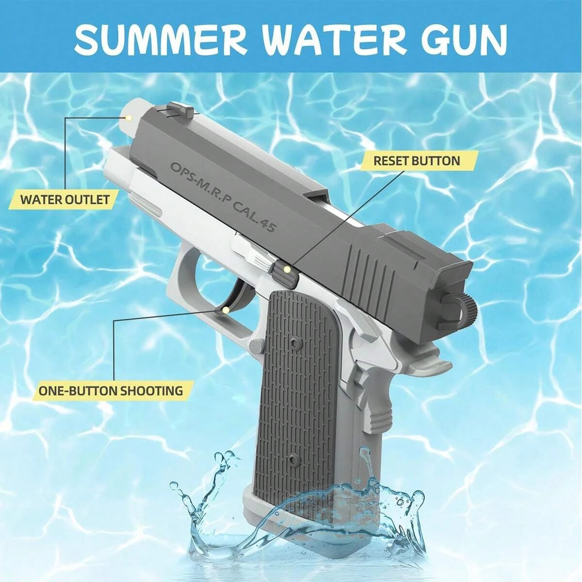 Water Blaster Pistol Toy para crianças e adultos, pistola M1911, piscina de verão, jogos de tiro na praia