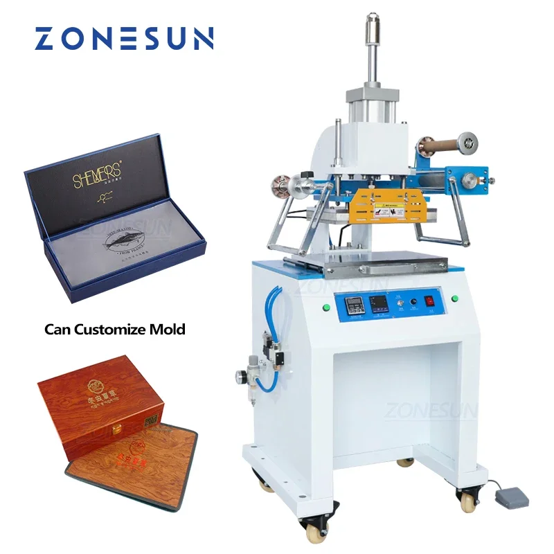 ZONESUN ZY-819D 200X300mm Pneumatic Stamping Machine   Paper leather LOGO Name Card Creasing pressure Initial Embossing Machine
