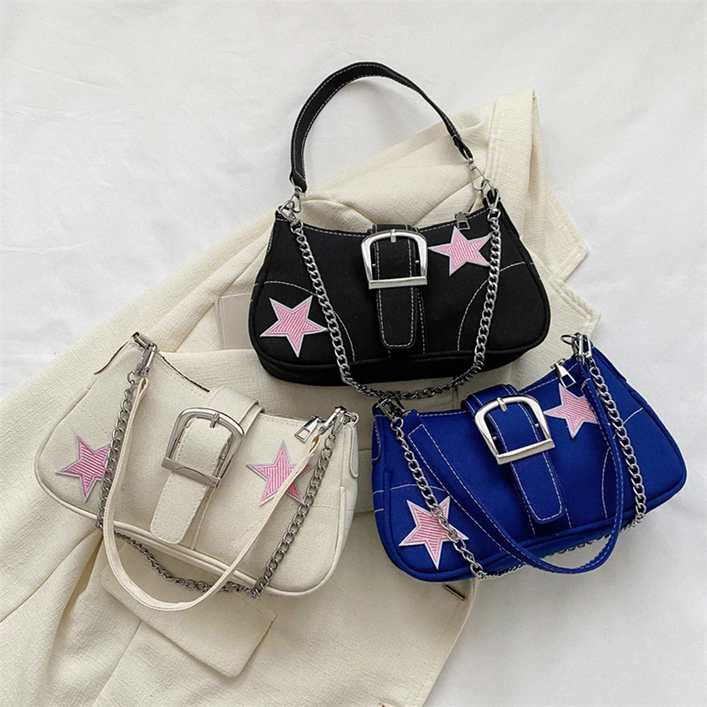 

Сумка на плечо со звездной цепочкой Y2k, женская сумка в форме полумесяца, повседневная сумка-портфель, сумка-хобо, универсальная сумка через плечо подмышками, стильные кошельки для девочек