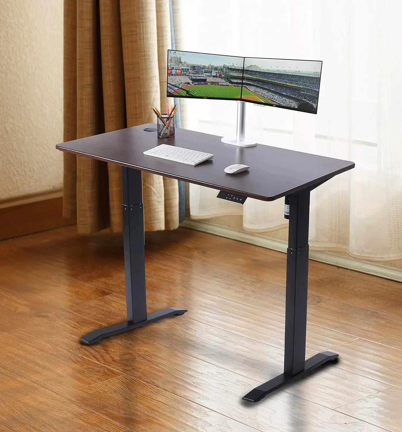 48x24 Inch Whole-Piece Desk Electric Height Adjustable Sit Stand Workstation For Home Office Gaming