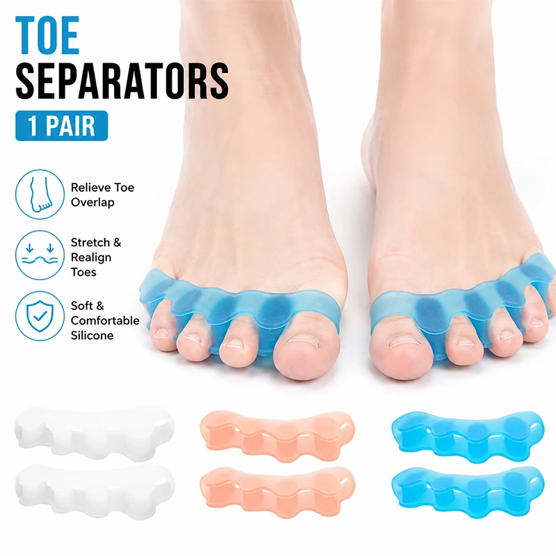 Silicone Toe Separators Overlapping Toe Corrector Hammer Hallux Valgus Bunion Corrector Foot Care Relief Pain Foot Protector