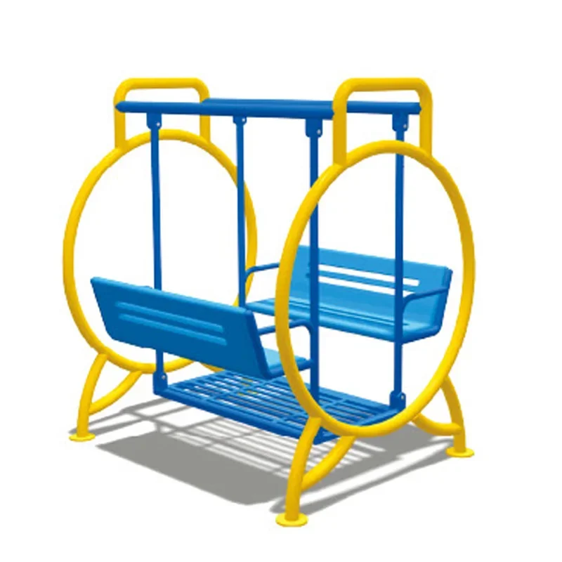 Playground Swing Set for Kids, See-Saw Metal Swing Chair With Slider