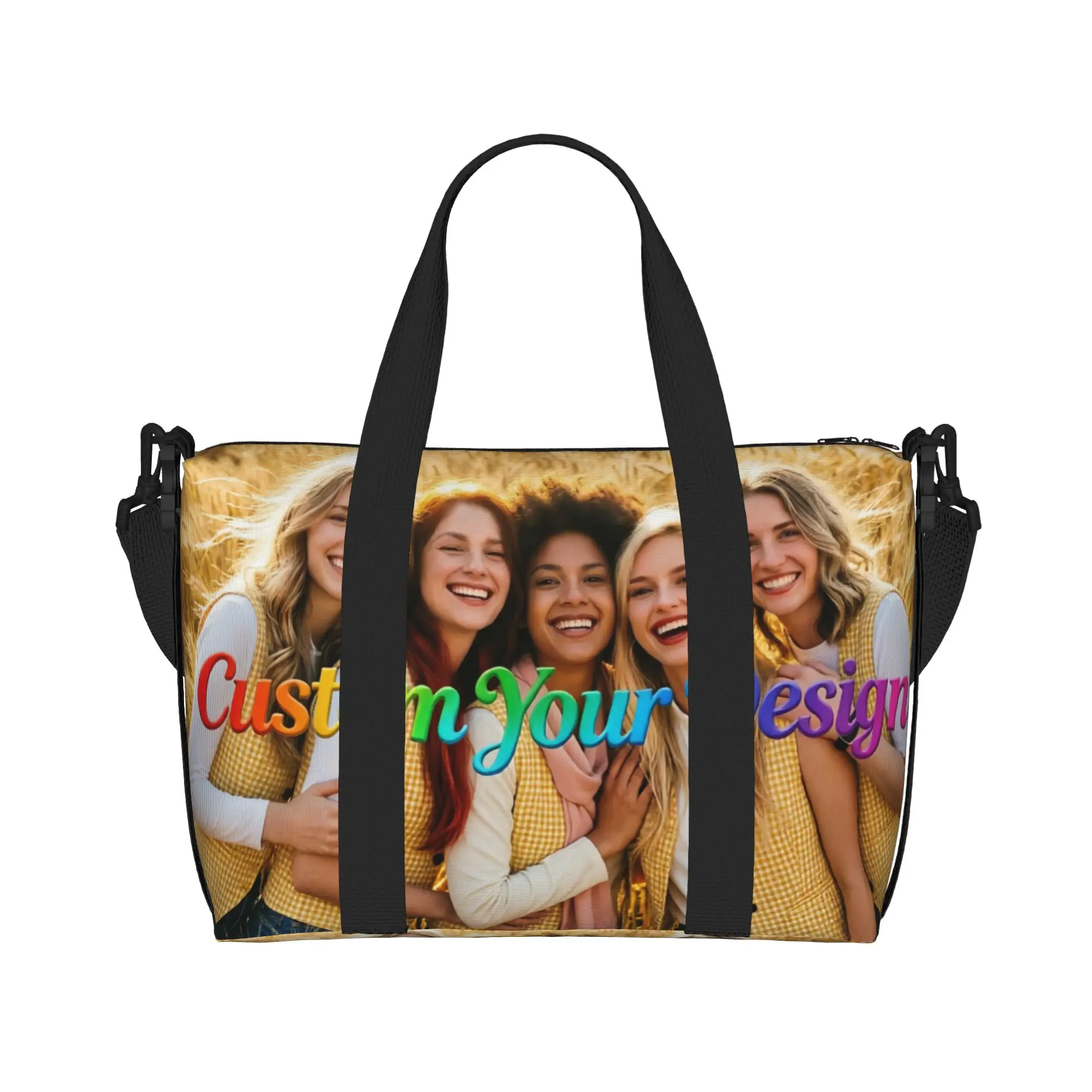 Custom Your Design Logo Grocery Tote Shopping Bags Women Large Capacity Customized Text Gym Beach Travel Bags