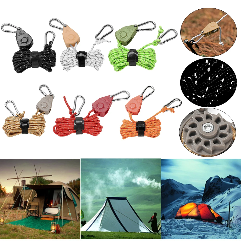 

Canopy Hanger Rope Adjustable Tent Tension Ropes Windproof 4mm Guy Lines Reflective for Camping Hiking Survival