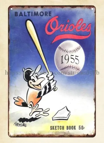 wall art 1955 baltimore  Baseball yearbook cover metal tin sign