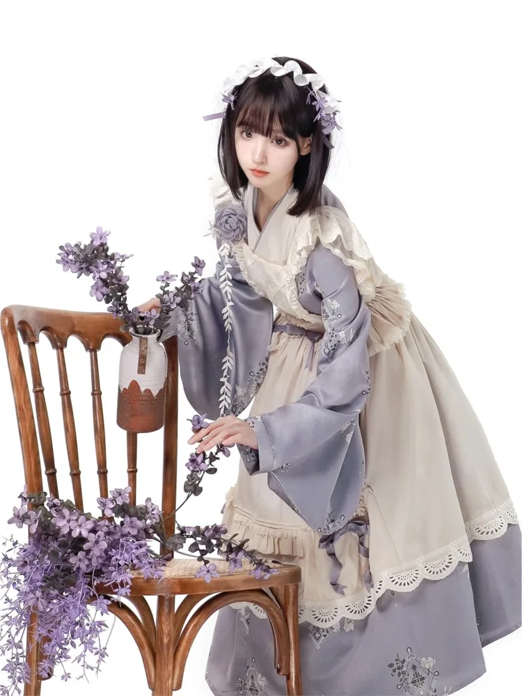 Elegante abito grembiule a maniche lunghe