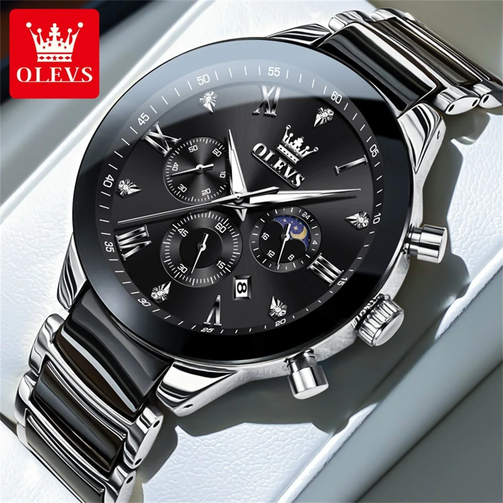 OLEVS Brand Watch Moon Phase Waterproof Quartz Watch for Men 7004