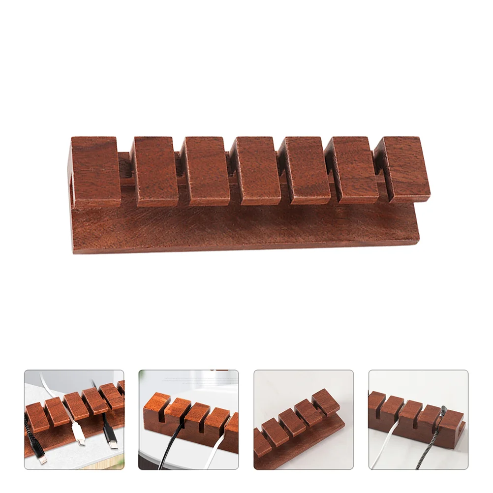 Wire Cable Manager Clip Organizer System for Home Household Management Natural Wood Holder Light Brown Wooden