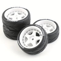 GLOBACT 65mm On Road Rubber Tires& Wheels Rims 12mm Hex Hub for HPI Ken Block's Tamiya XV01 Kyosho FAZER MK2 1/10 RC Rally Car