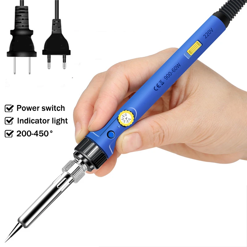 Electric Soldering Iron kit with Power Switch 220V/110V EU/US  60W Temperature  Adjustable Solder Welding Heating Repair Tool